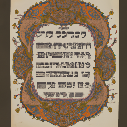 A vintage Ketubah showcasing traditional Hebrew script and intricate designs